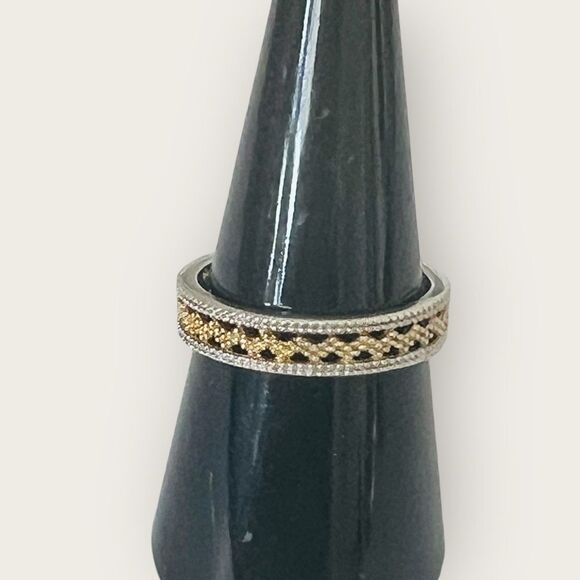 Silver & gold plated mesh design thumb ring size 8 - Picture 5 of 9